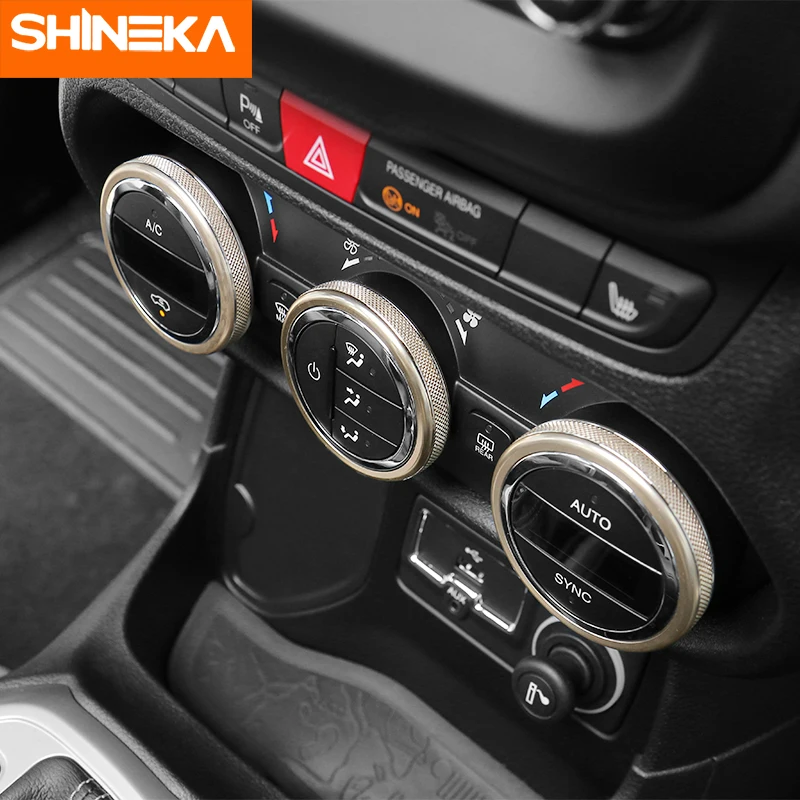 SHINEKA Automatická klimatizácia Ventilačné Prepnúť Tlačidlo Dekorácie Kryt Trim Krúžok Nálepka pre Jeep Renegade 2016 2017 2018