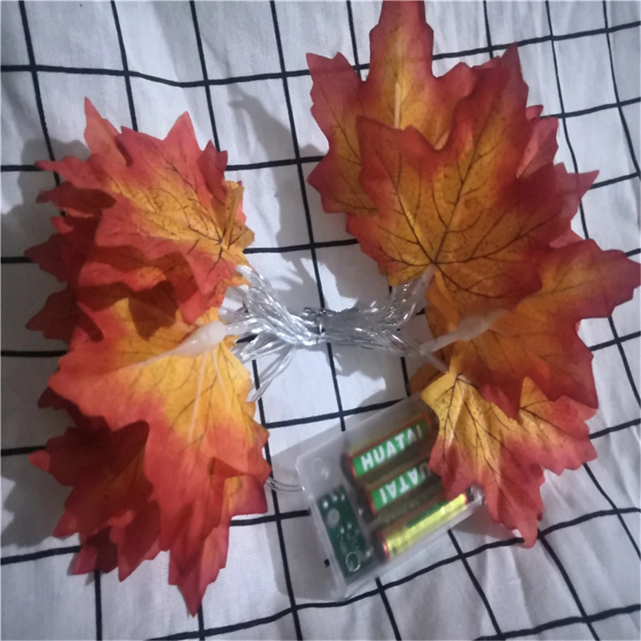 Simulácia LED javor garland svetlo string batérie vonkajšie záhrady izba jesenné lístie víla dekorácie svetlá