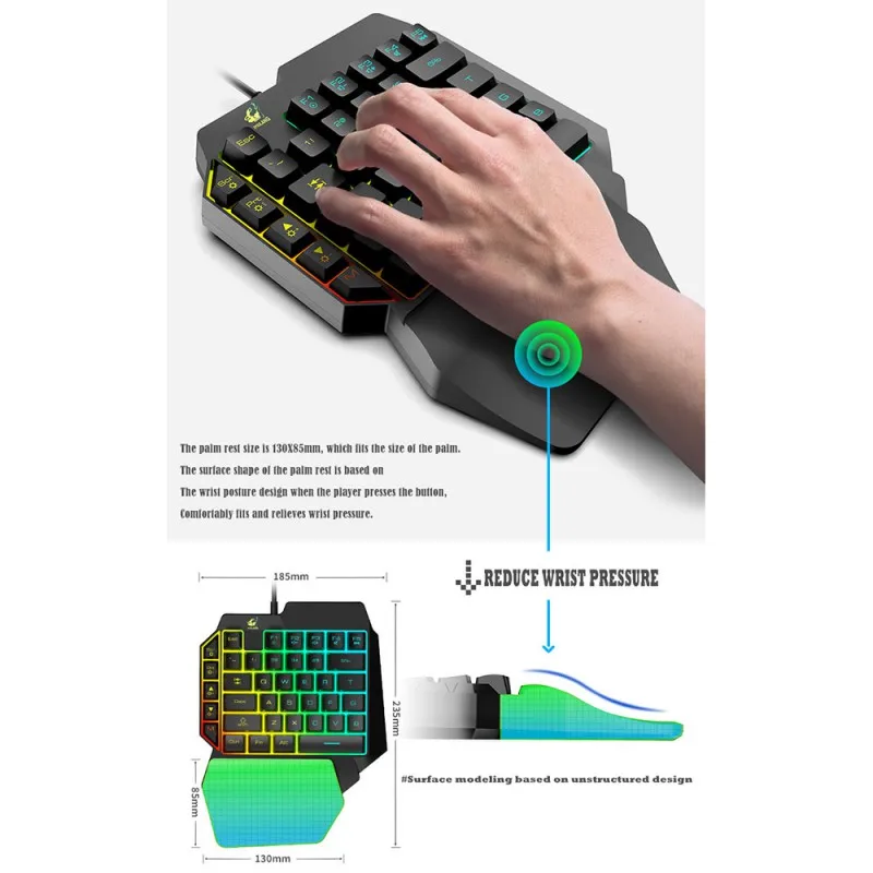 SL-USB Wired Keyboard Mouse Jednej Strane Prenosné Reagovať PC Phone Herné Klávesnice, Myši