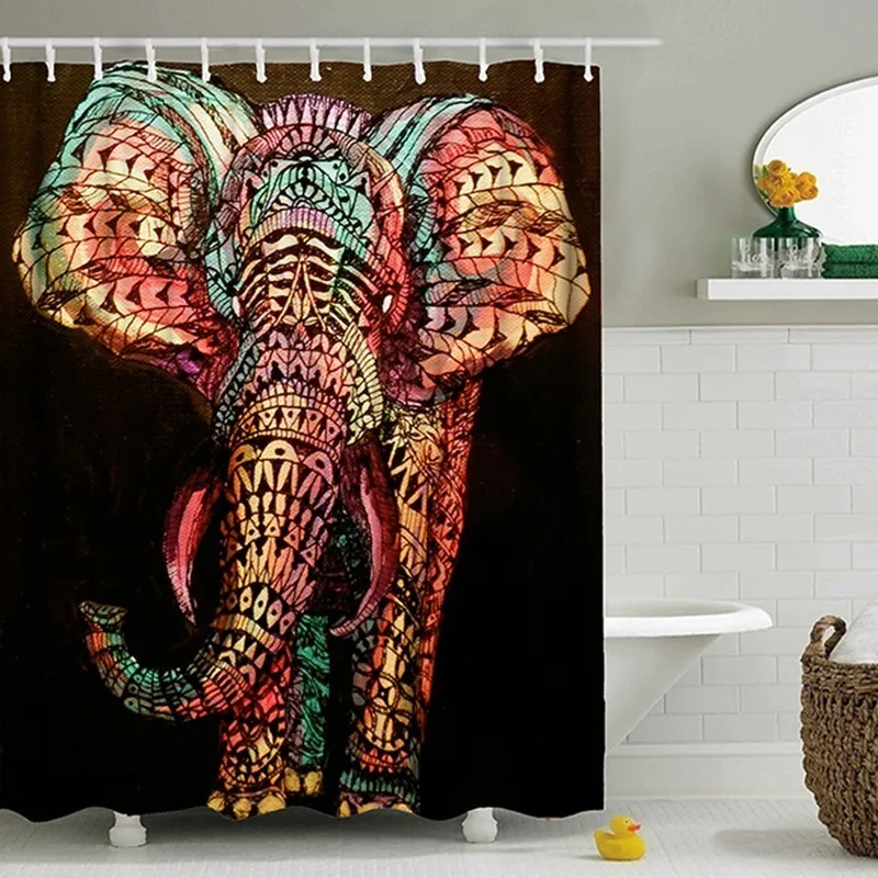 Slon Nepremokavé Sprchové Závesy Textílie, Tkaniny Kúpeľňa Dekorácie Polyester Zvierat Sprchový Záves Tlač Sprchový Záves