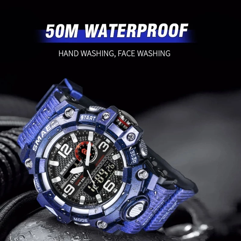 SMAEL Značky Mužov Športové Hodinky Duálne Zobrazenie Analógové Digitálne LED Elektronické Quartz náramkové hodinky Vodotesné Plávanie Vojenské Hodinky