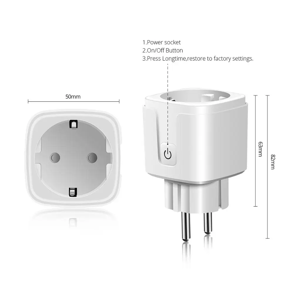 Smart Zásuvky Wifi Homekit Smart Home Control Power Adaptér, Smart Plug Normy EÚ 15A AC 90-250V pre Zariadenia Apple IOS