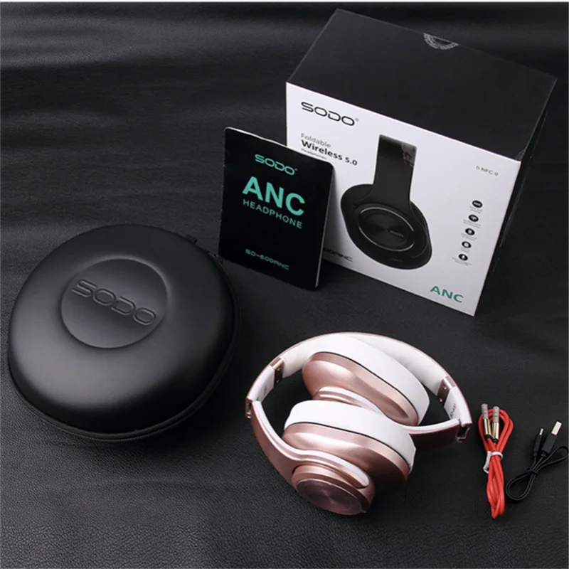 SODO ANC600 Bluetooth V5.0 Slúchadlá Aktívne potlačenie Šumu Slúchadlá Skladacia HiFi Bezdrôtový Headset Cez ucho s mikrofónom