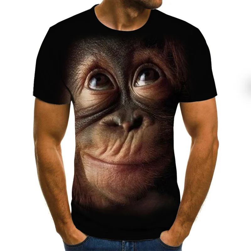 Street Bežné Orangutan Vzor Mužov 3d T-tričko Krátky Rukáv pánske Letné Top Módne Zviera 3d Tlač T-shirt Muži/ženy T-shirt
