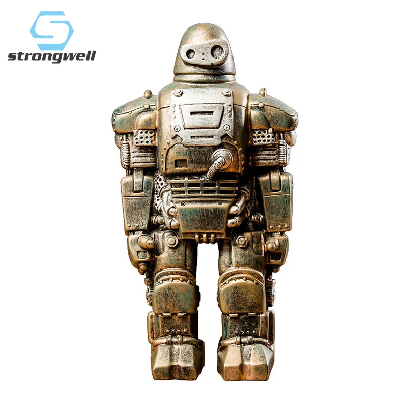 Strongwell Americký Retro Priemyselný Robot Socha Ploche Figúrka Živice Plavidlá Víno Kabinet Domáce Dekorácie Darček K Narodeninám