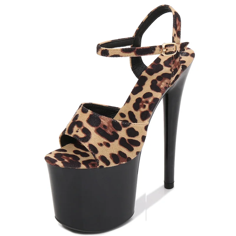Stádo Topánky Žena Sandále Lete Roku 2020 Leopard Sexy Nepremokavé Super Vysokým Podpätkom 16,5 CM Hrubé-Dna Dámy Topánky Sandále 34-43