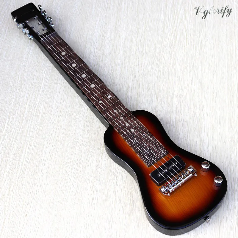 Sunburst farba fretless s pražec line havajské elektrická gitara Americký Swamp Ash tela, krku cez mini electric guitarra