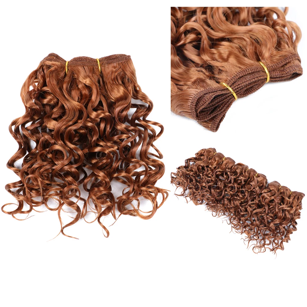 Syntetické Vlasy Ombre Hair Zväzky Kinky Afro Kučeravé Vlasy, 8 Palcový Krátke Syntetické Vlasy Tkanie Afro Pletenie Jerry Curl Rozšírenie