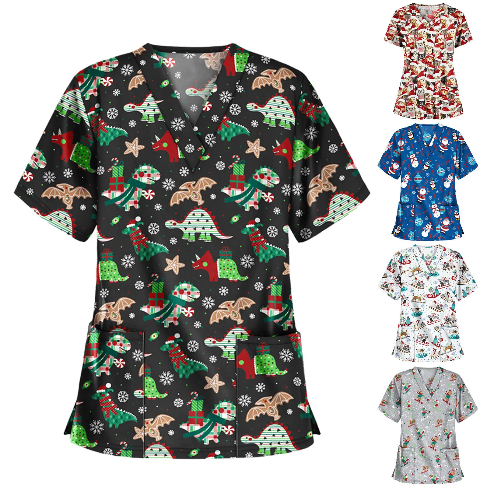 # t shirt 2020 Dospelých tvaru Vianočné Tlač Salón Krásy, Kozmetika Jednotné Lab Uniform Pet Shop Kroviny, Topy Pracovné Odevy