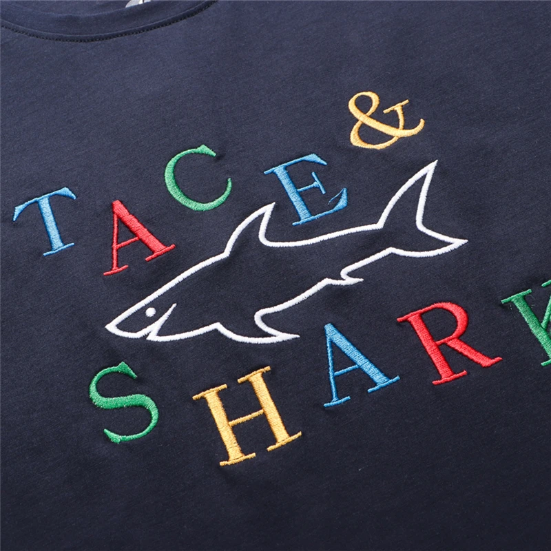 TACE&SHARK Značky Lete Shark List Výšivky Krátky Rukáv T-shirts 2020 Fashion Tričko Bežné Mens Tshirts Tees Oblečenie