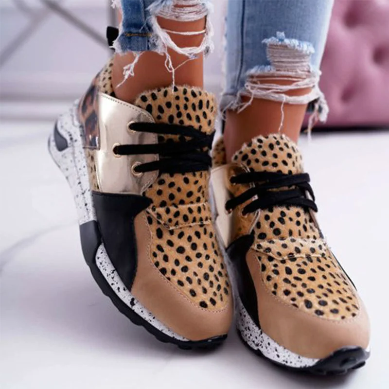 Tenisky Ženy Vulkanizovanej obuv Jeseň Čipiek Colorful Dámy Oka Leopard Žena Platformu Módne Pohodlie Bežné 2020 Móda