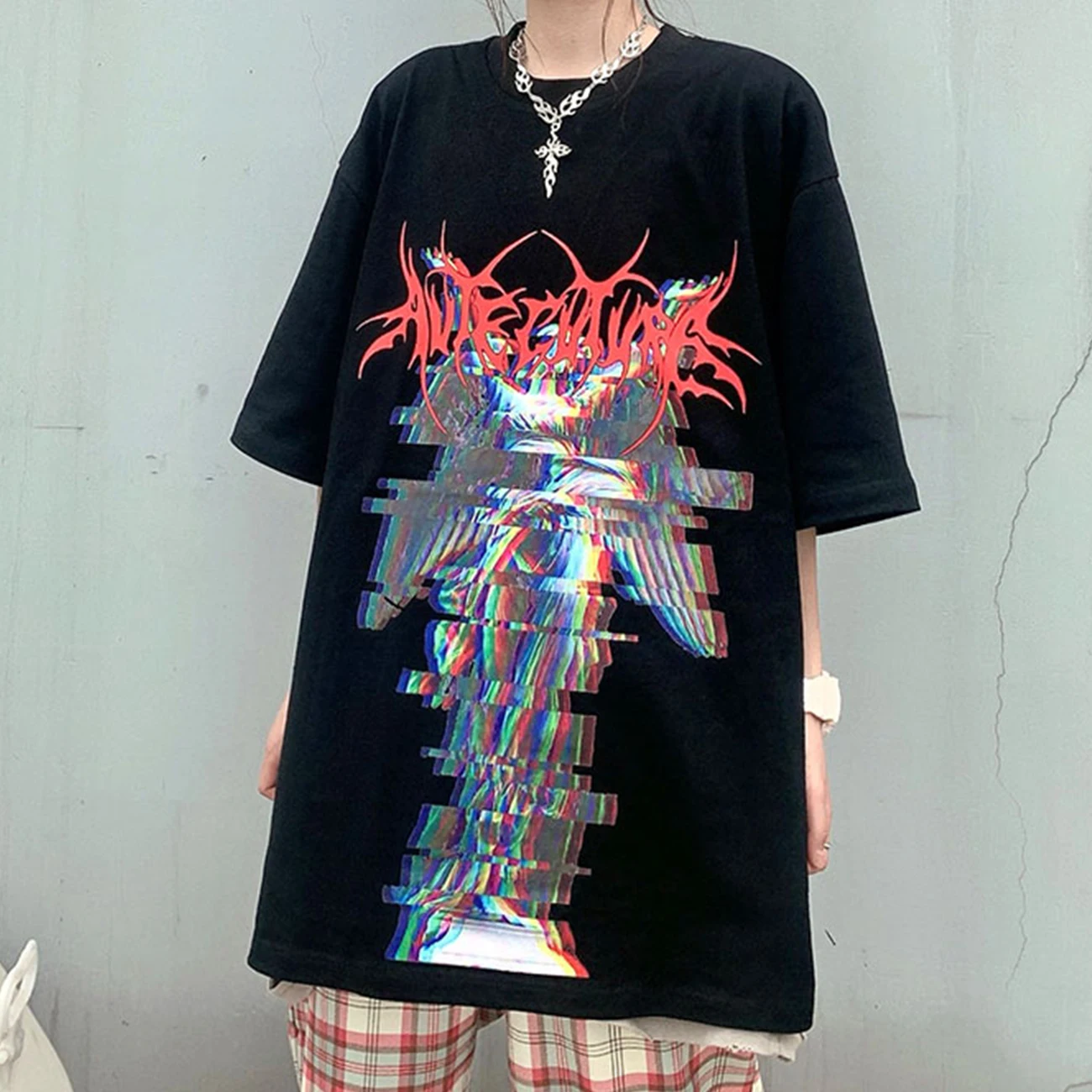 Tmavá Tlač Krátke Sleeve T Shirt 2020 Nadrozmerná Harajuku Voľné Košele Tee Streetwear Black Letné Tričko Topy Hip Hop