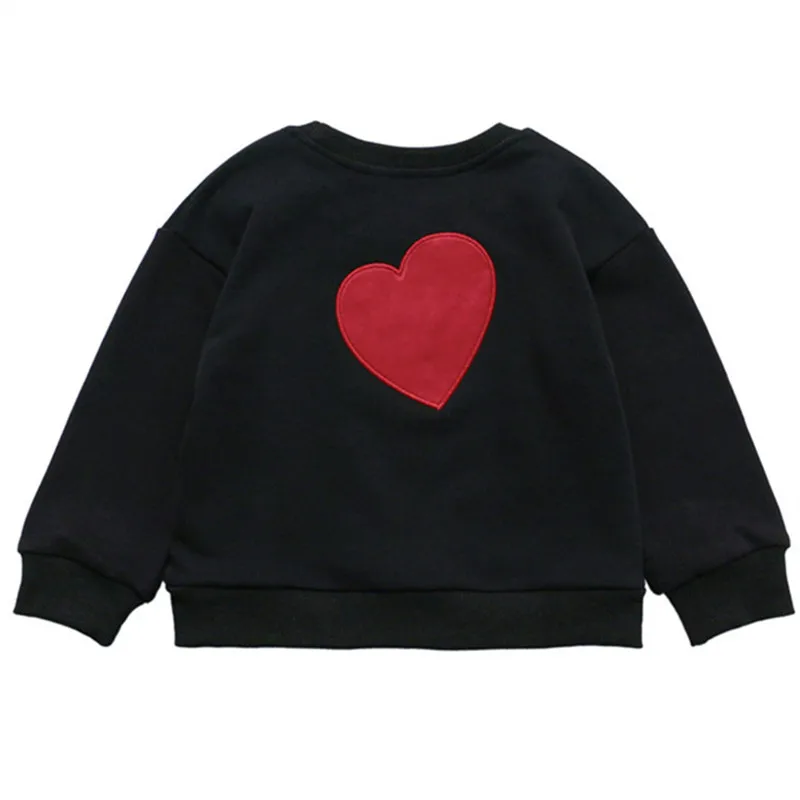 Tonytaobaby Jar Nové Dieťa Detí Nosenie Black Red Srdce Mikina Rodič-dieťa Oblečenie