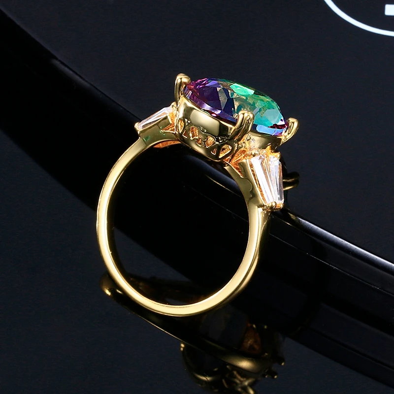 Top Kvalita Tajomstvo Rainbow Topaz Prstene Pre Ženy S925 Mincový Striebro Šperky Krúžok Výročie Svadby, Párty, Darčeky Veľkoobchod