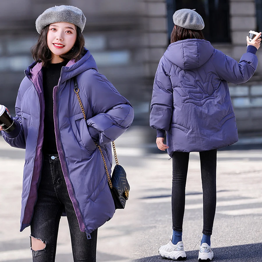 Tri farebné zimné kabát ženy zahustiť teplá zimná bunda s kapucňou bavlna čalúnená vetrovka žena outwear 2019 plus veľkosť abrigo mujer