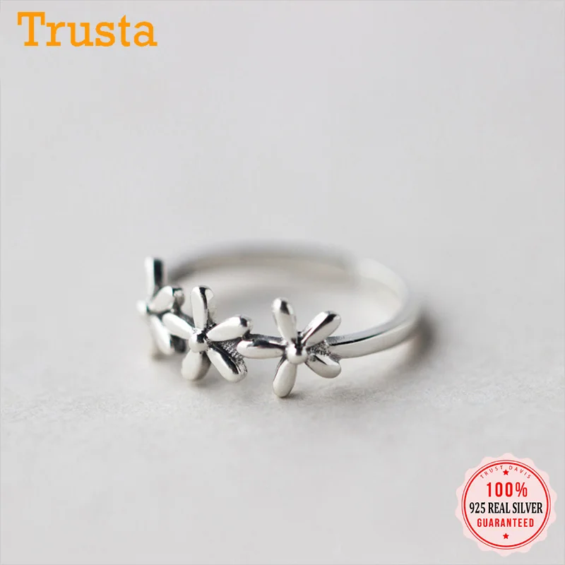 Trusta 2018 925 Sterling Thai Striebro Módne Šperky Roztomilý Kvet Koktail Krúžok Značné 5 6 7 Dievčat Deti Vianočný Darček DS563