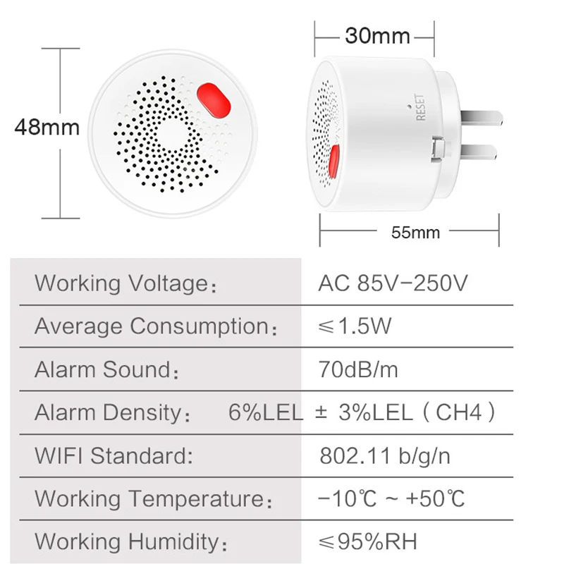 Tuya smart WIFI mini Plynu Detektor S plug Horľavé Domácnosti Smart Plyn Alarm Senzor Wifi domáci Alarm Systém Smart APP Život