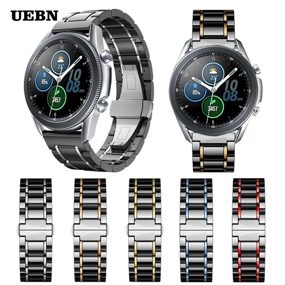 UEBN Keramické popruh pre Samsung Galaxy Sledujte 3 41mm 45mm Band Náramok pre Galaxy Sledovať 42mm 46 mm Výstroj S3 Klasické Watchbands