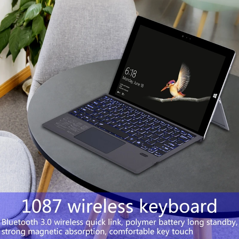 Ultra-tenké Trackpad Bezdrôtová Bluetooth Klávesnica Pre Microsoft - Surface Go/Go 3 S Podsvietením
