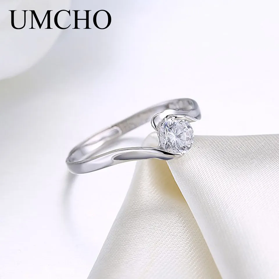 UMCHO Elegantný Prsteň Reálne 925 Sterling Silver Šperky Kubický Zirkón Prstene Pre Ženy, Žena Denne Výročie Svadby Jemné Šperky