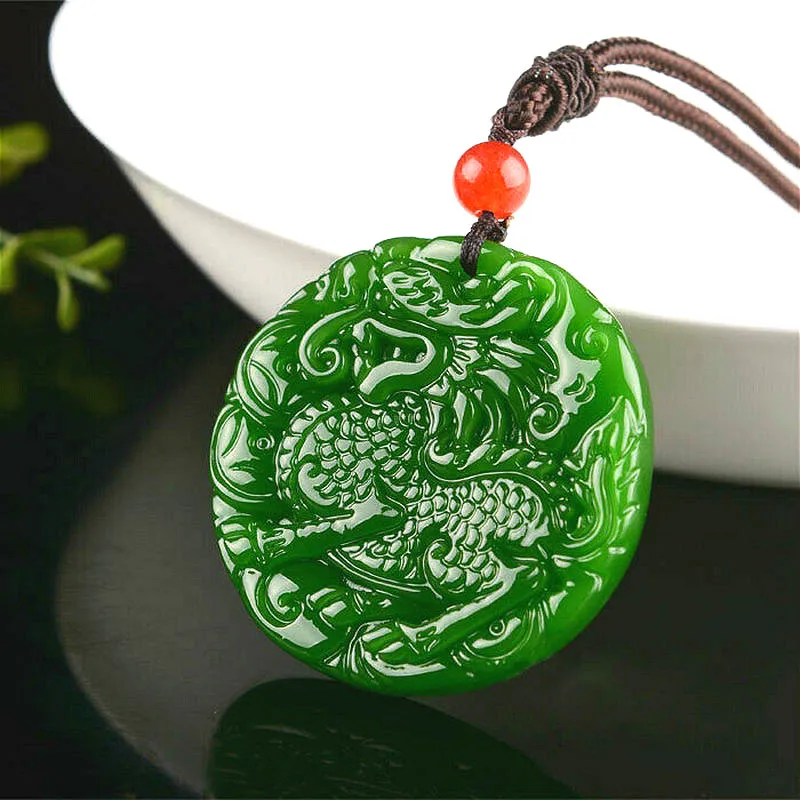 Unicorn Green Jade Náhrdelník Prívesok, Ručne Vyrezávané Prirodzený Pôvab Šperkov Kirin Amulet Módne Doplnky pre Mužov, Ženy, Darčeky