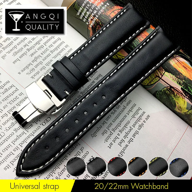 Univerzálny Hovädzie Kože Watchband Hodinky Remienok Drhnúť Vzor pre Breitling Oris AT150 Náramok Muž Double Push Pracka 20 mm 22 mm