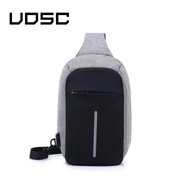 UOSC USB Nabíjanie Ramenný Crossbody Taška Mužov Zlodej Muži Ženy Stealth Zips na Hrudi Pack Odpudzujúce bag Anti-theft Balík