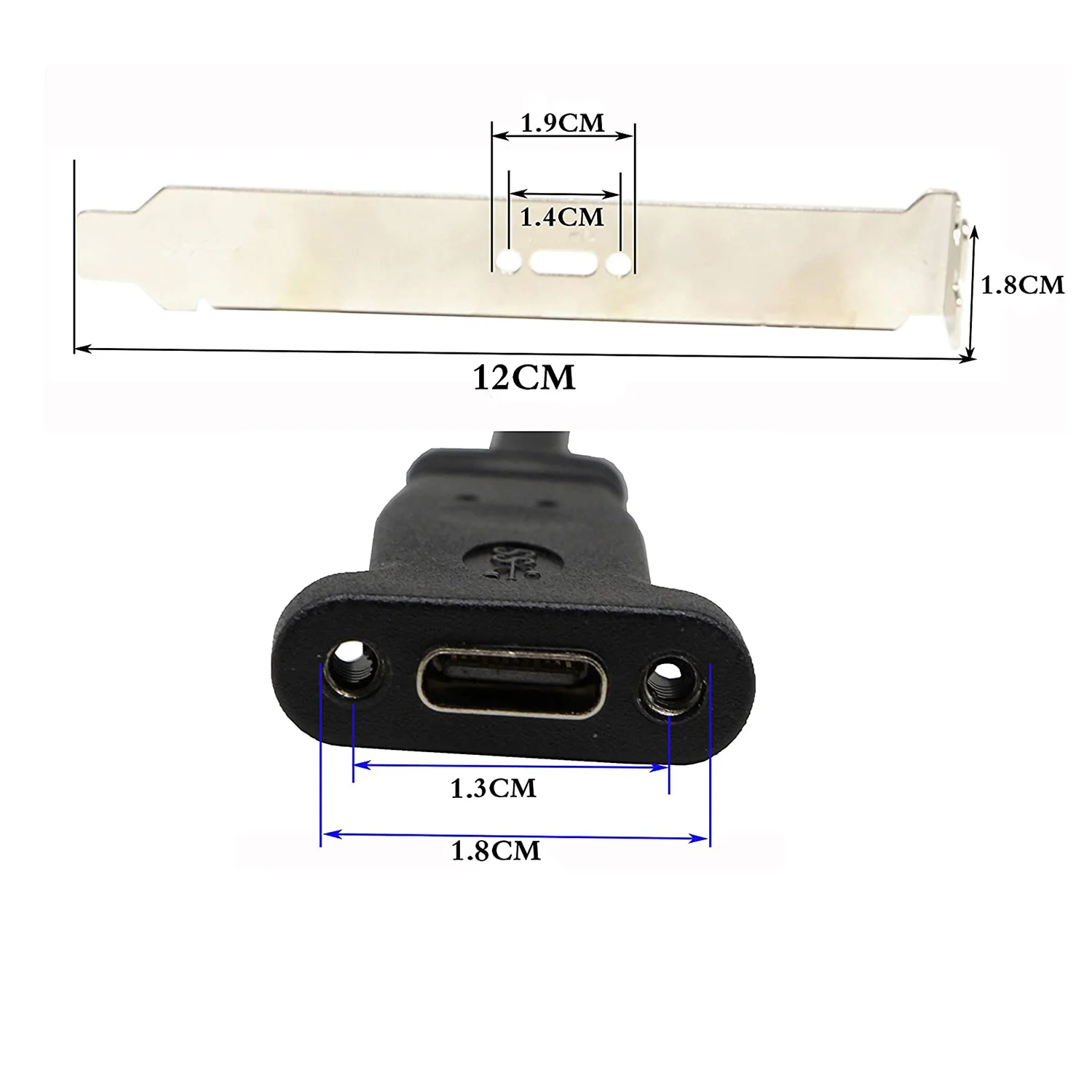 USB 3.1 Zadajte E PCI-E Prednom Paneli Hlavička na USB 3.1 Typ C Ženské Gen 2 Predlžovací Kábel s Profilom Držiak Panel Namontujte Skrutku