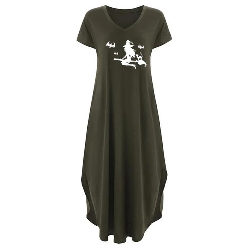 V-Neck Vrecko Rozdelené Logo Animal Print Šaty Šaty Žien Maxi Vintage Oblečenie Plus Veľkosť Lacné Oblečenie Čína