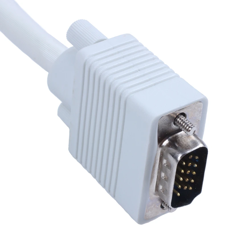 VGA kábel, 10 m, 15-kolíkový, male biele