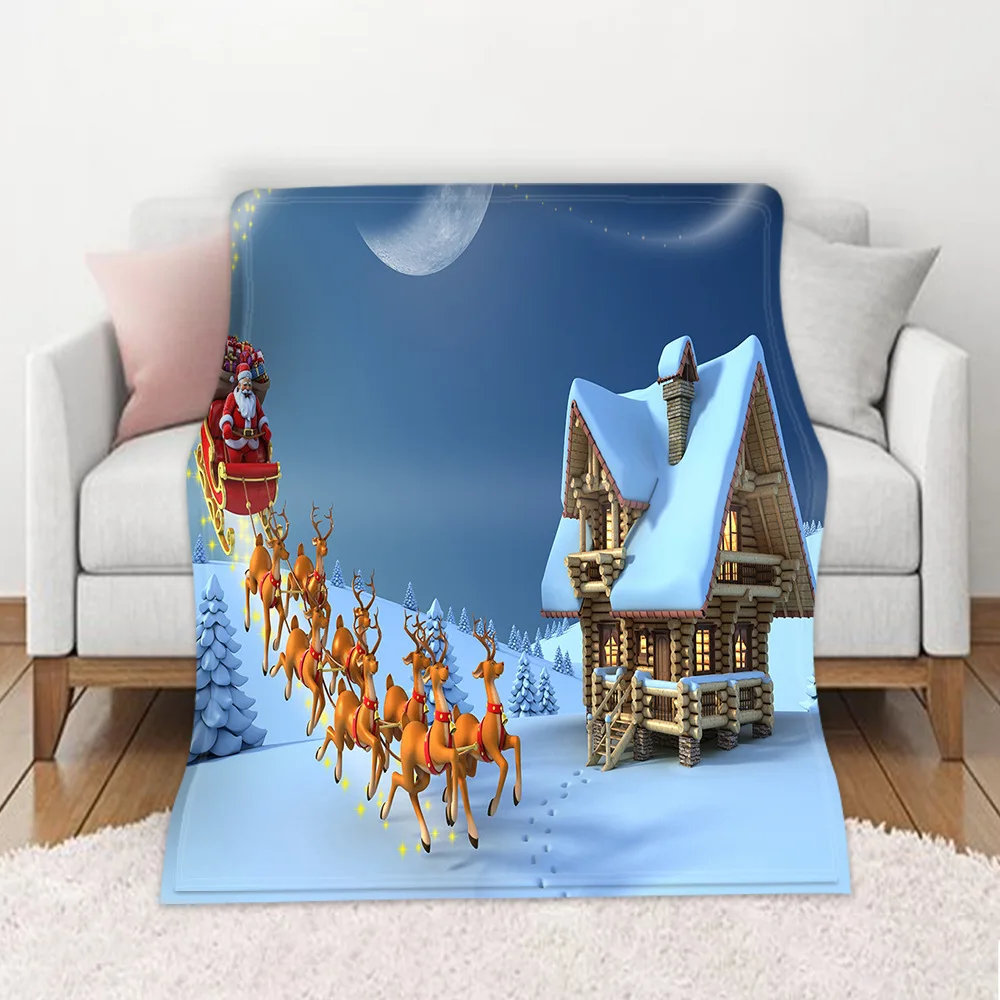 Vianočné Deka Zime Teplé Dekoratívne Obývacia Izba Gauč Zvyšok Posteľ Na Spanie, Flanelové Tlačený Vzor Domov Deka