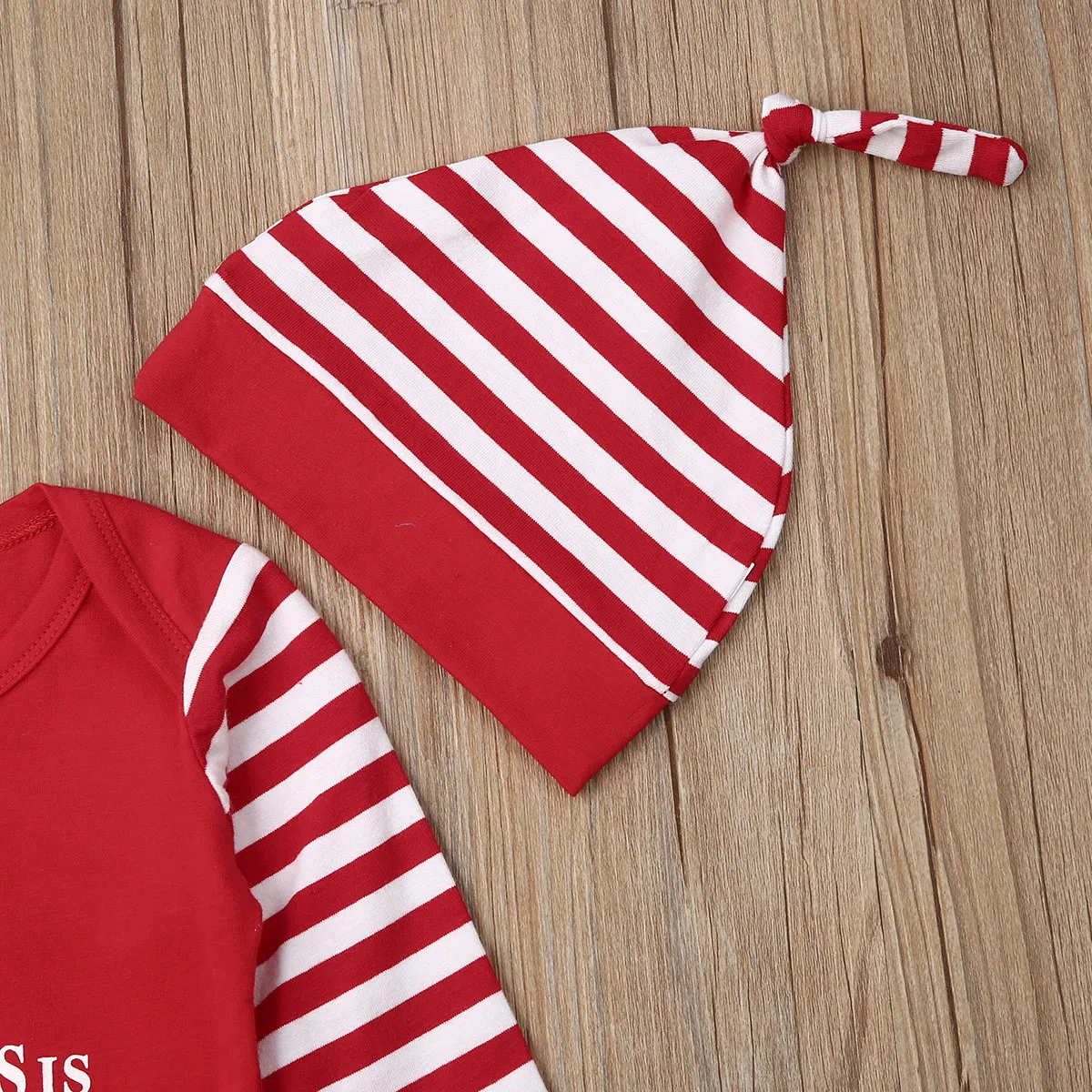 Vianočné Dieťa Dieťa, Chlapec, Dievča, Potápačské List Jumpsuit Topy Pruhované Nohavice, Klobúk Oblečenie Nastaviť Batoľa Bavlna Farby 0-18 M