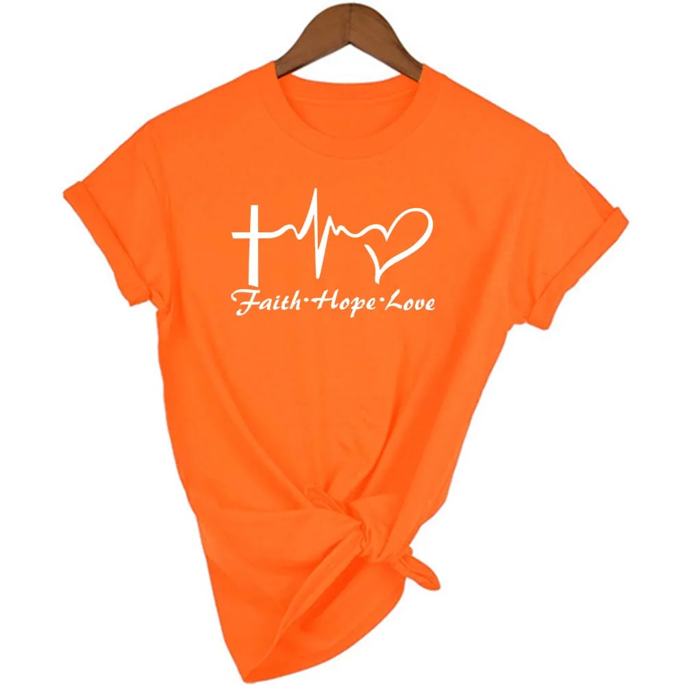 Viera, Nádej, Láska Listov Tlač Nové Módne Ženy Tshirt O-Neck Tričká Topy Vtipné Tričko Tee Žena Grafické Oblečenie Tričká
