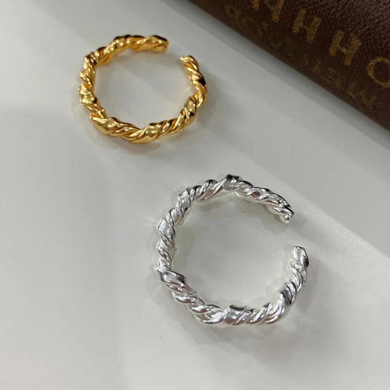 Vintage Doplnky Štýl Twisted Silver/Gold Prstene Pre Ženy, Dievčatá 925 Strieborné Šperky