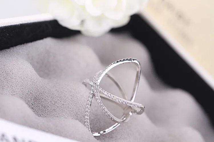 Visisap Minimalistický Kríž Prstene Pre ženy, Svadobné zásnubný prsteň Bijoux módne Šperky z Bieleho zlata farba Dropshipping VSR237