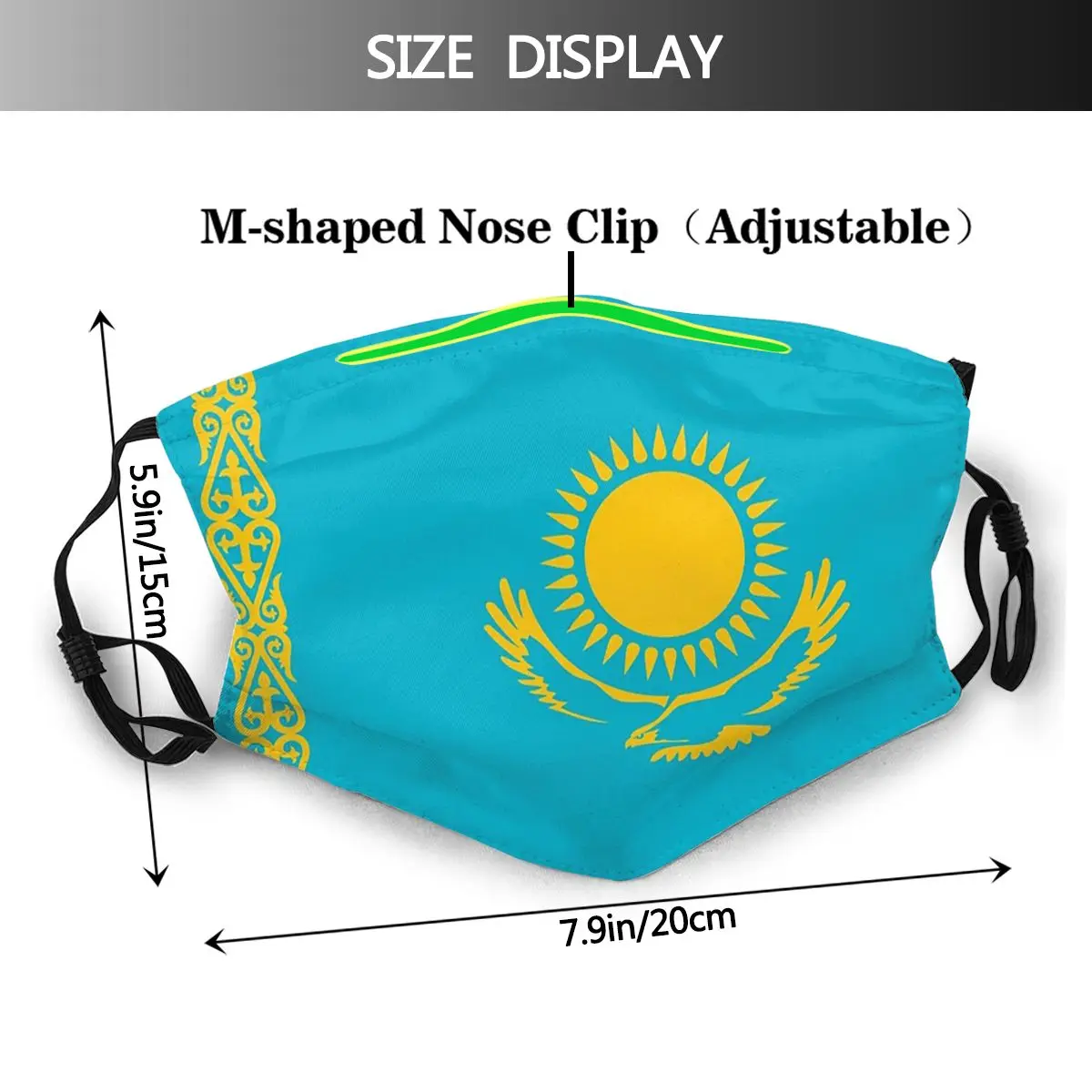 Vlajka Kazachstan Opakovane Vytlačené Úst Masku na Tvár Vetru, Prachu Doklad s Filtrom Strmeň ochranný Kryt Respirátor pre Mužov