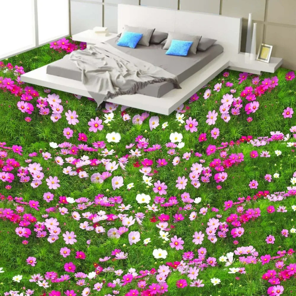 Vlastné 3D Podlahy Tapety Kvet, Obývacej Izby, Spálne, Kúpeľne, Podlahy, Maľby Nosenie Non-slip Nepremokavé 3D Poschodí Nálepky Tapety