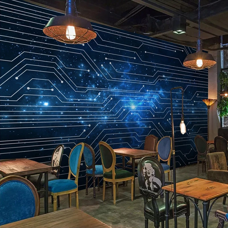 Vlastné Tapetu 3D Abstraktné Čiary Modré Hviezdne Nebo Vesmíru Veľké Nástenné Moderné Spálne Reštaurácia, Kaviareň KTV Bar Foto Stenu Decor