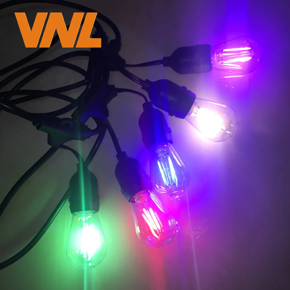 VNL IP65 15M Obchodné LED Reťazec Svetlá S14 LED Viacfarebný Svetelný Reťazec Vodotesný Pre Dovolenku Garland Svadobné Osvetlenie