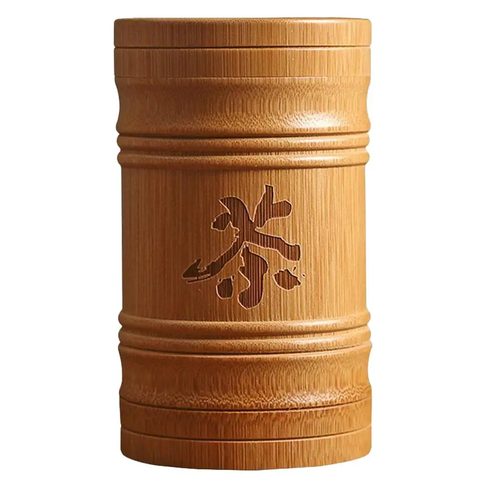 Vysoko Kvalitné Prenosné Bambusu Zapečatené Čaj Kanister S Čínsky Čaj Charakter Rytie Čajový List Úložný Box
