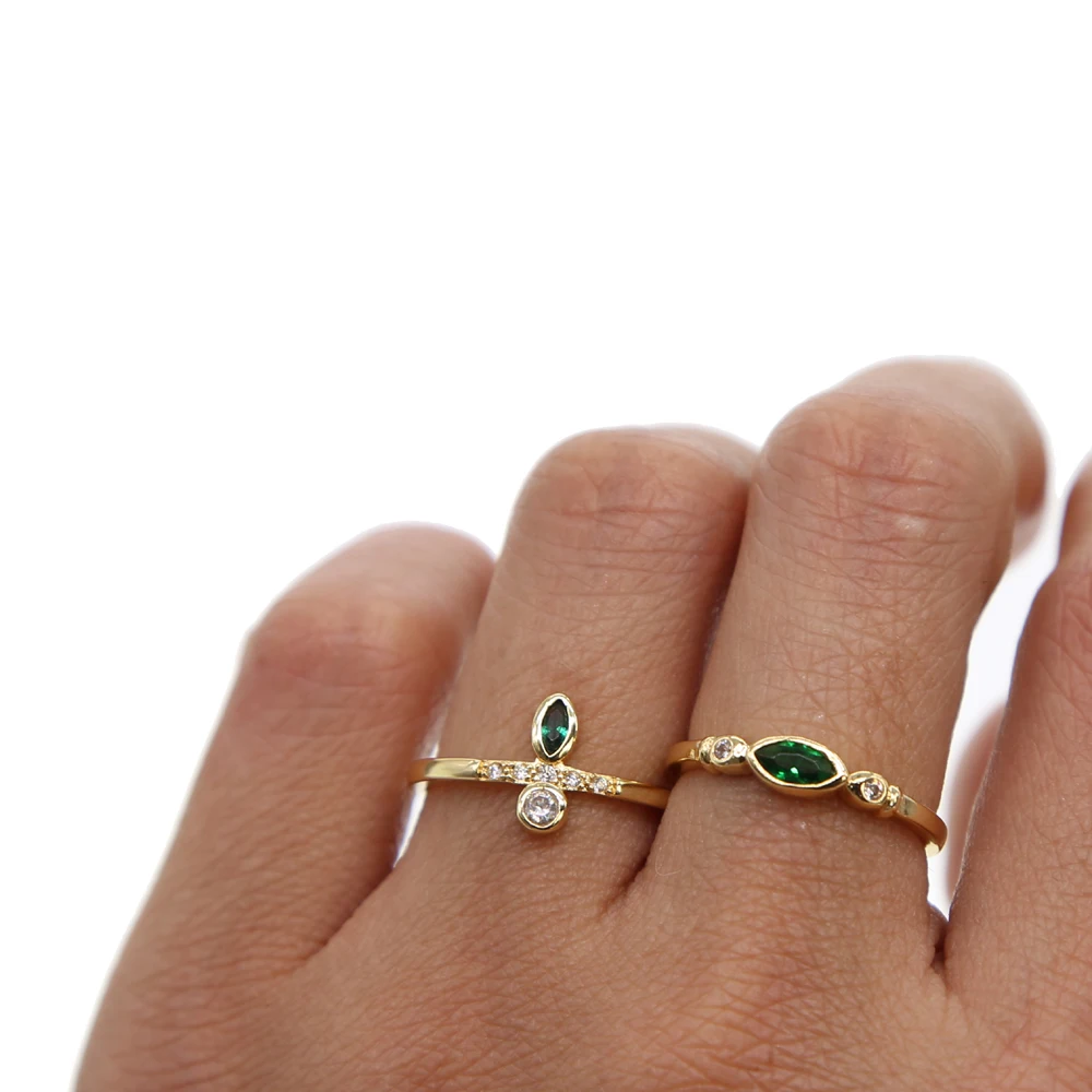 Vysoko kvalitný elegantný Oválny Vytvorené Emerald Výročie Prstene Pre Ženy, zlatá farba jemné Šperky Veľkoobchod 3pc kamene size7
