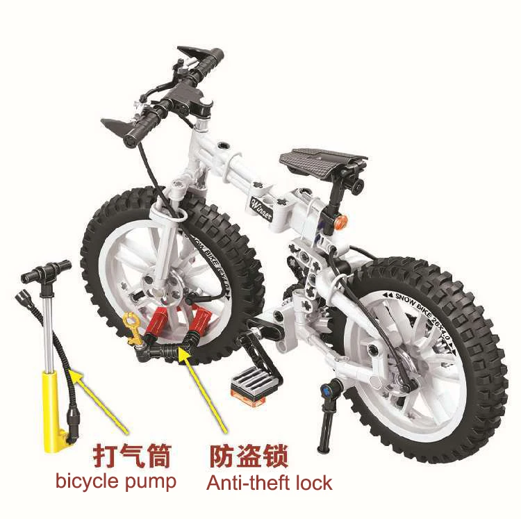 Víťaz Technic Bloky Skladacie Bicykle Stavebné Bloky Nastaviť Snow Bike Klasický Model Tehly Deti Hračky, Deti Darček