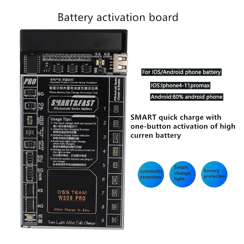 W209pro Batérie Tester Aktivácia Rada Pre Iphone/android Telefónu Rýchle Nabíjanie Aktivácia Rada