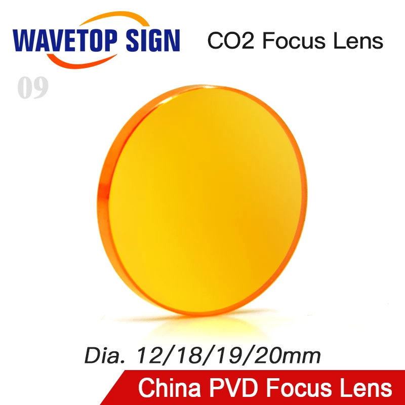 WaveTopSign Čína PVD ZnSe Dia.12 18 19 20 mm Focus Objektív FL38.1 50.8 63.5 76.2 101.6 mm Pre Co2 Laserové Rytie Stroj