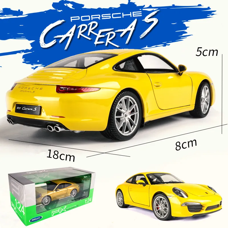 Well 1:24 Porsche CARRERA S auto zliatiny auto model simulácie auto dekorácie kolekcie darček hračka lejacích model chlapec hračka