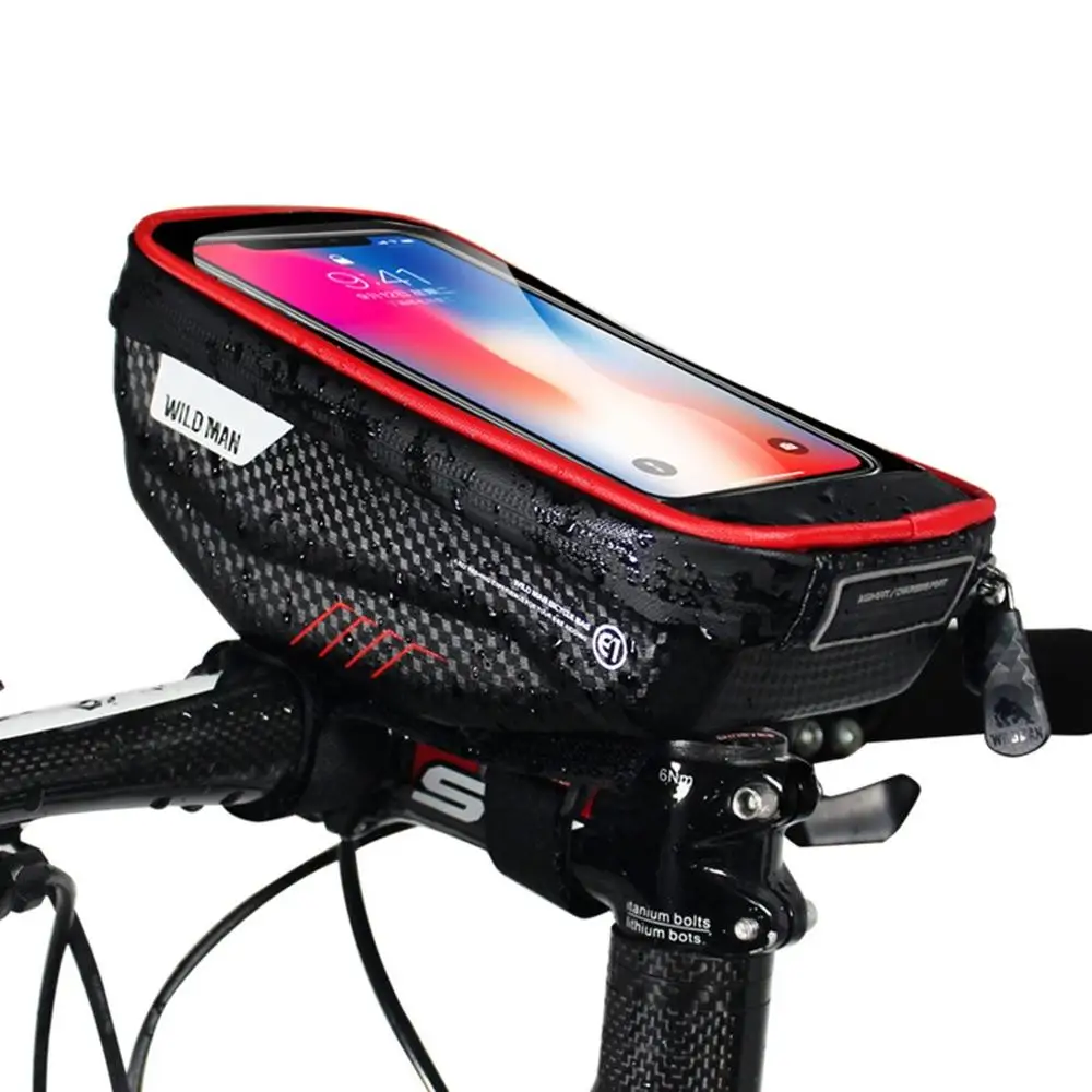 WILD MAN MTB, Road Bike Rainproof Taška Požičovňa Dotykový Displej Mobilného Telefónu Predný Rám Tašky Skladovanie Taška Kôš nové
