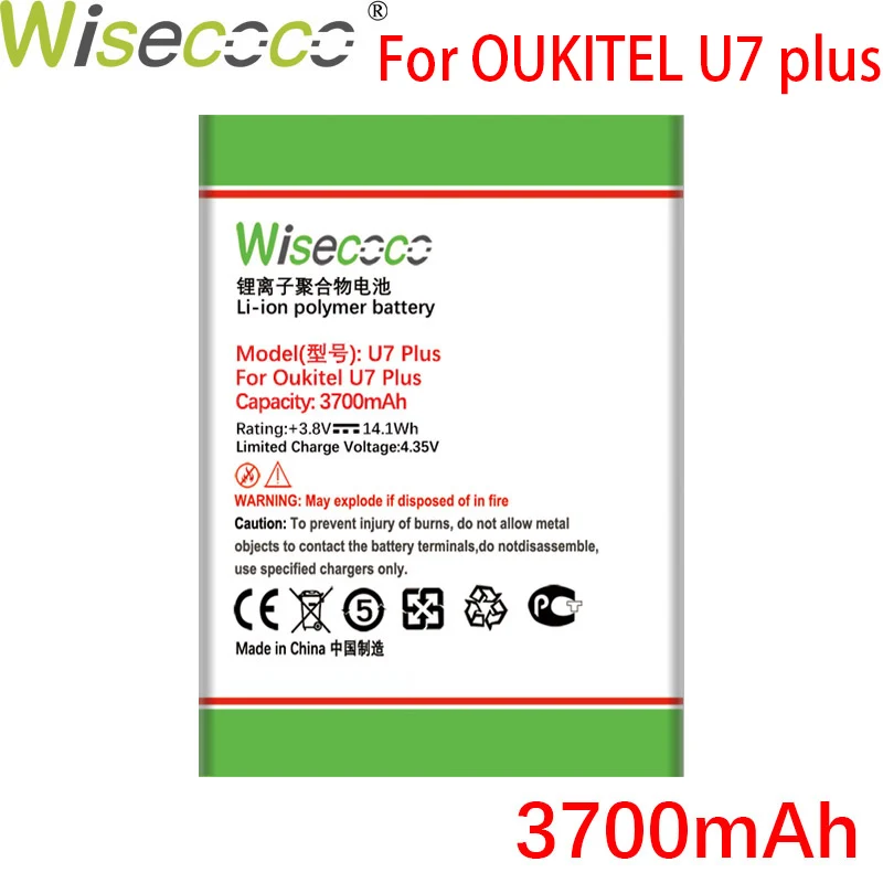 WISECOCO 3700mAh Batérie Pre Oukitel U7 PLUS Mobilný Telefón Na Sklade, Kvalitné Batérie+Kódu Sledovania