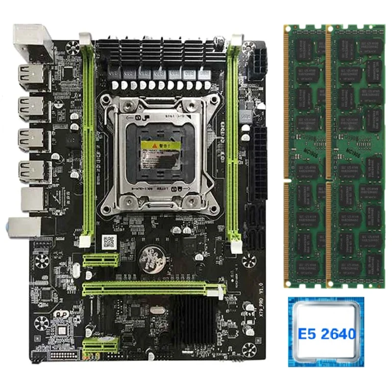 X79 Doska Set s Xeon LGA2011 E5 2640 2X8GB=16GB 1600MHz DDR3 ECC REG Pamäť