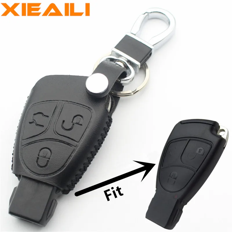 XIEAILI pravej Kože 3Button Diaľkové Smart Key puzdro Pre Benz C E ML S SL SLK CLK AMG S30