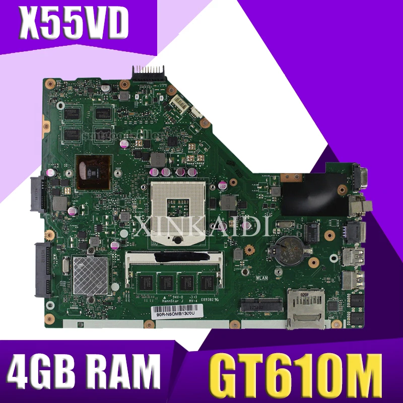XinKaidi X55VD Notebook základná doska pre ASUS X55VD X55V X55 Test pôvodný dosky REV2.1/REV2.2 GT610M 4GB RAM